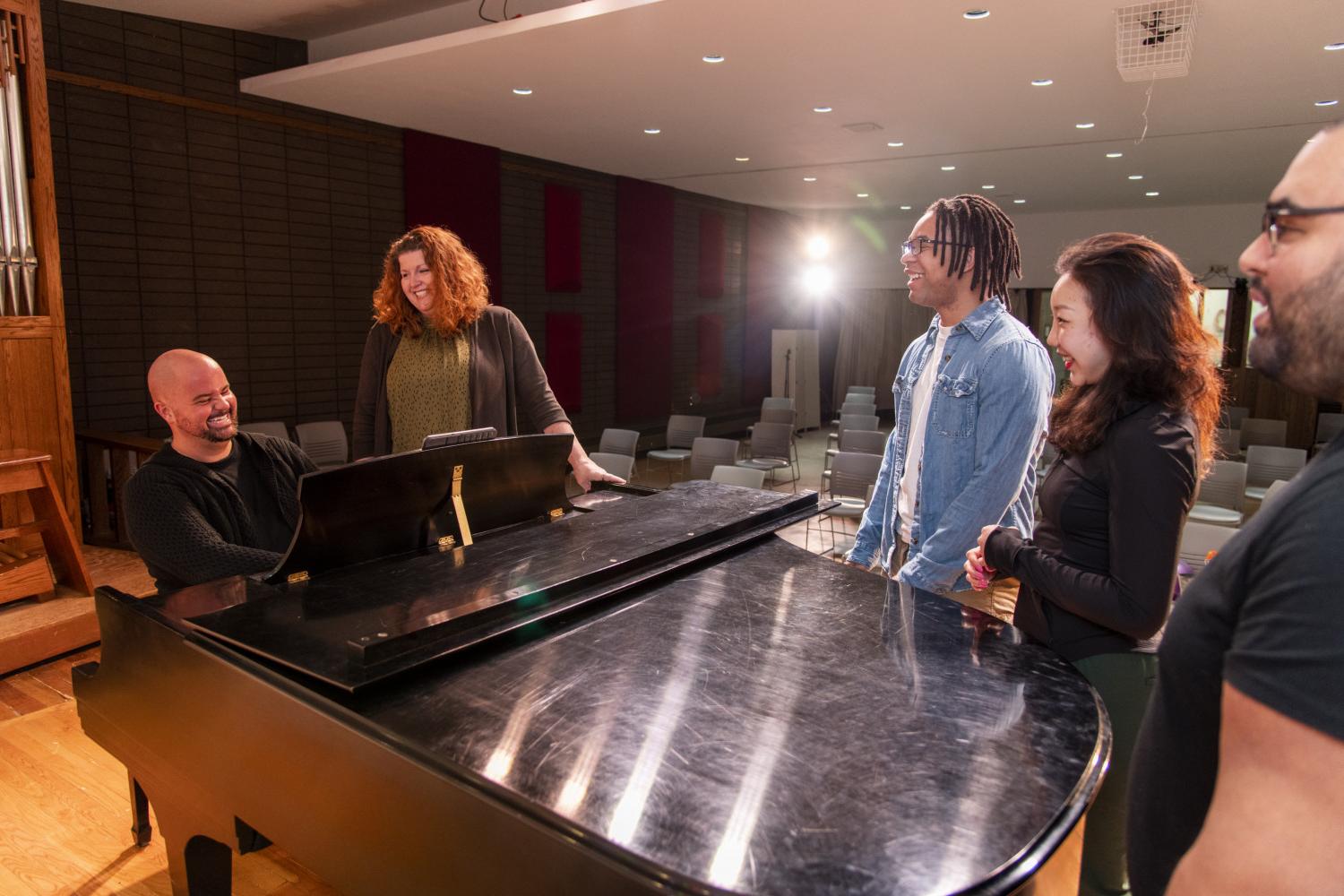 Carthage College professors Corinne Ness and Matthew Hougland work with students in Carthage's renowned musical theatre program.